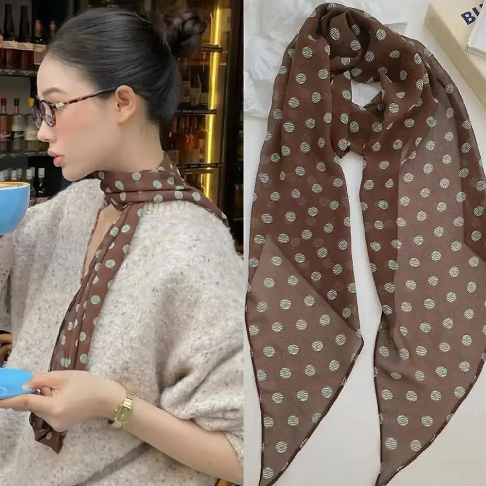 2025 na moda feminina verão preto marrom bolinhas cachecol pescoço cachecol primavera moda faixa de cabelo pescoço proteção pequeno cachecol xale