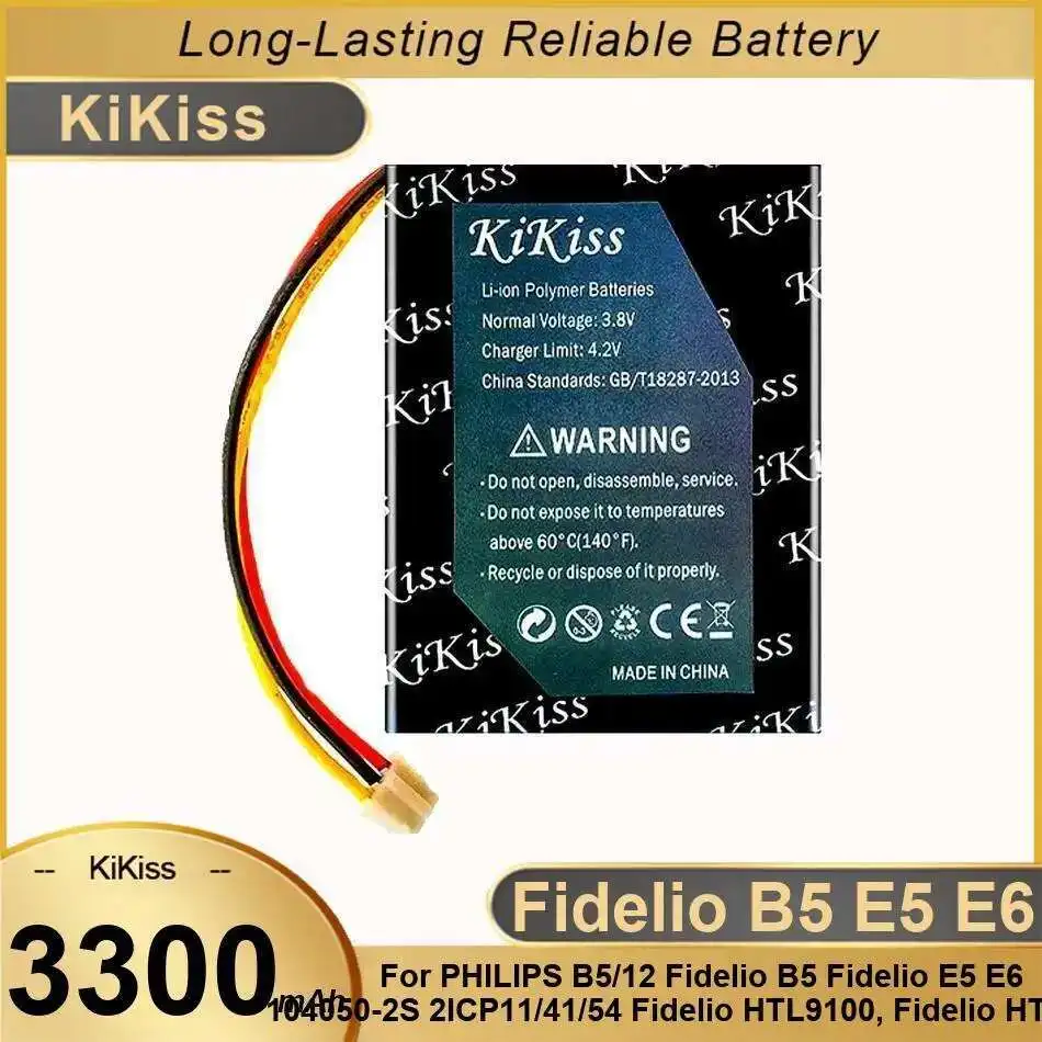 

Battery 3300Mah For Philips B5 12 Fidelio E5 E6 104050-2S 2ICP11 41 54 HTL9100, HTL9300