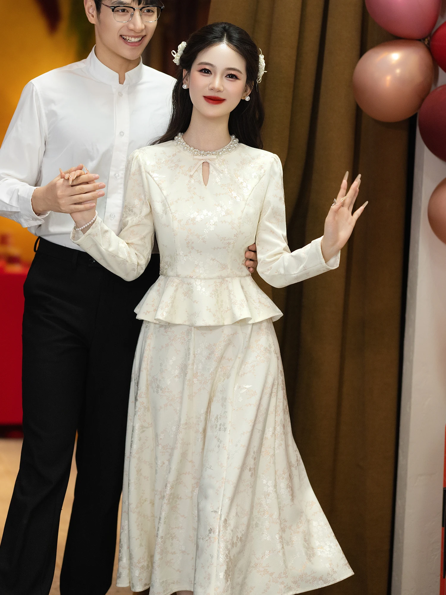 

New 2026 Autumn Winter ort Women's Wedding Dr Long Sve Casual Suit Set New Chinese Sle Evening Gown