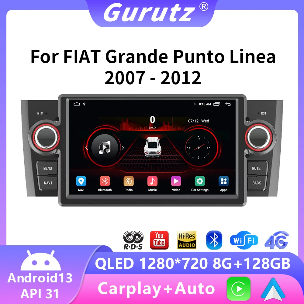 

7''Android 13 Car Radio Multimedia Player Stereo For Fiat Grande Punto Linea 2007 2008 2009 2010 2011 2012 GPS Carplay Auto Wifi