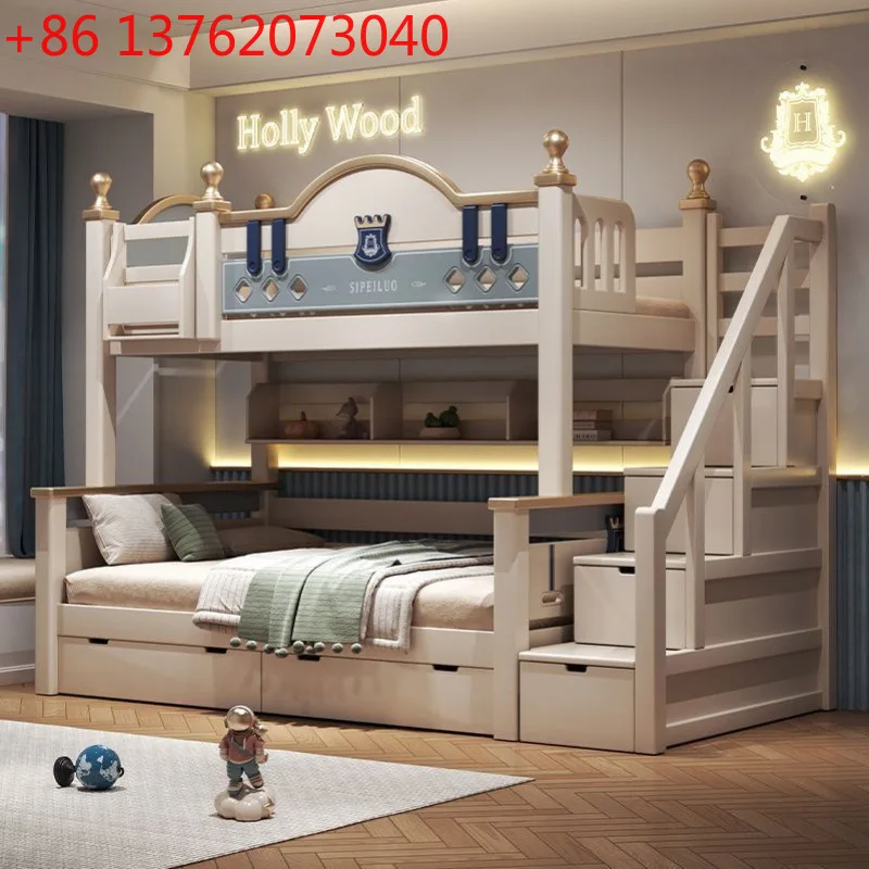 Cherry wood upper and lower bed Bunk bed Multifunctional combination High and low bed Princess two-layer