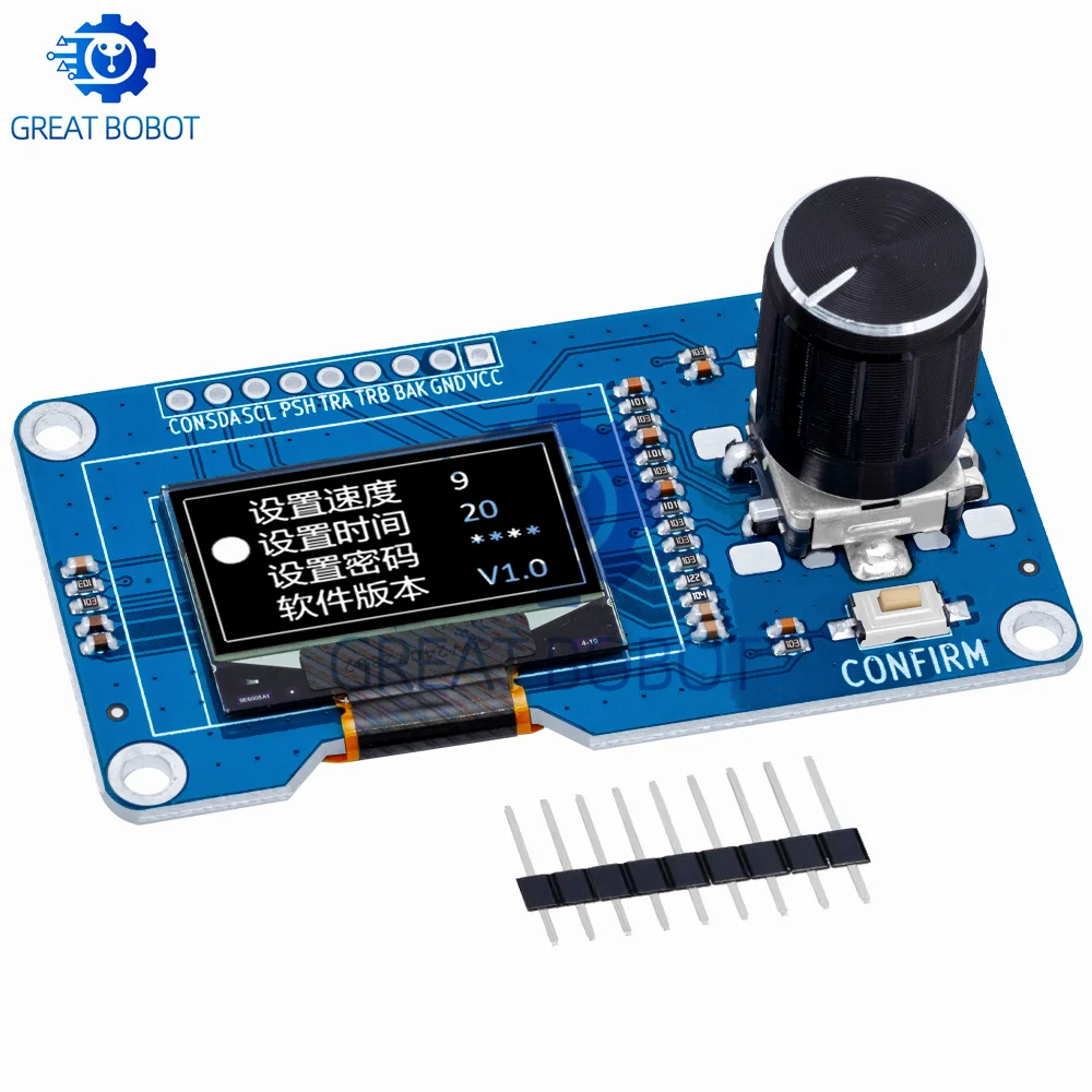 BS 0.96/1.3 inch white oled display screen combined with EC11 rotary encoder module IIC interface for arduino