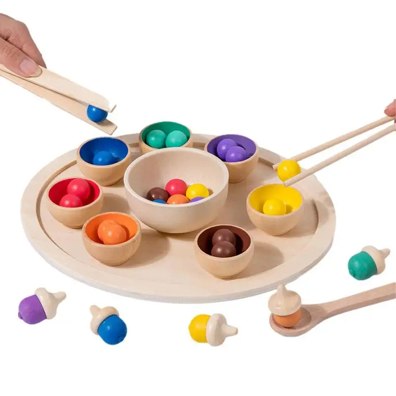 Giocattoli di classificazione dei colori per bambini palline di legno giocattolo abbinato per bambini giocattolo di apprendimento multiuso per viaggi all'aperto e