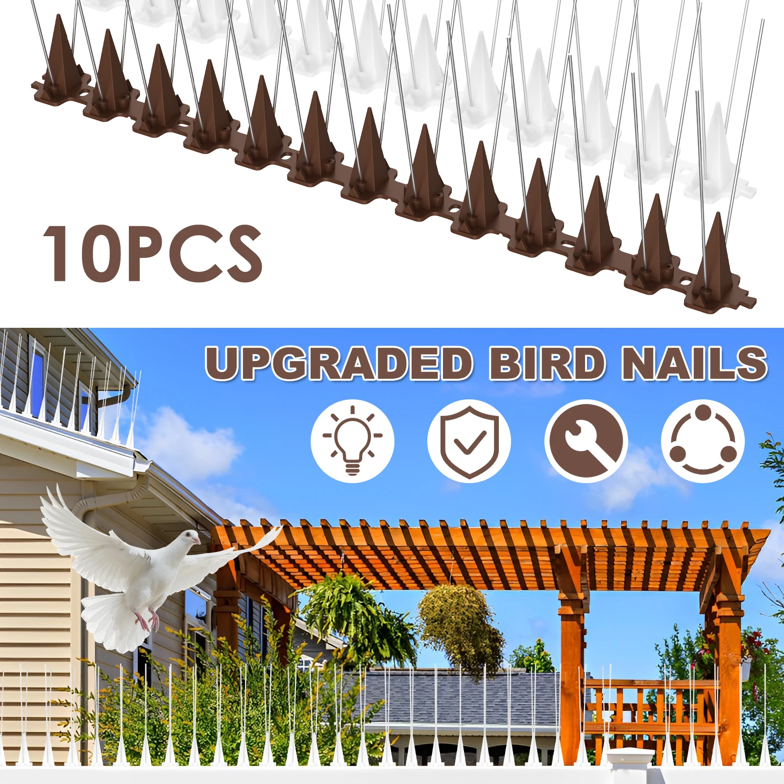 

10Pcs Bird Spikes Stainless Steel Outdoor Pigeon Spikes Reusable Bird Repellent Device for Fence Roof Birds Pigeon Squirrel Cats
