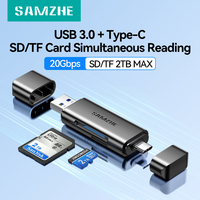 SAMZHE Card Reader USB3.0&USB C to SD MicroSD TF Thunderbolt 3 for PC Laptop Accessories Smart Memory Cardreader SD Card Adapter