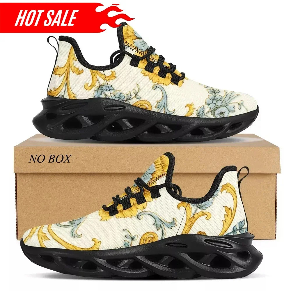 

Golden Luxury Floral Pattern Women Platform Black Shoes Casual Lady Mesh White Sneaker Flat Brand Designer Dropship