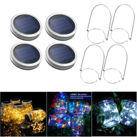 Solar Mason Jar Lights 20 LED Waterproof Fairy Firefly Jar Lid with Handles Lights For Patio Garden Wedding Decoration（No Jars）