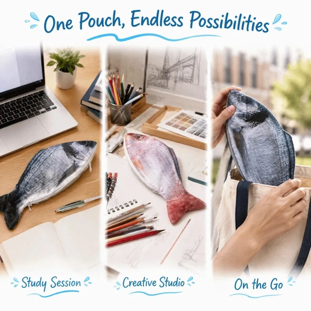 Simulation Salted Fish Shape Pen Bag Funny Novetly Fish Pencil Case Cute Design Creative Stationery Storage Bag School