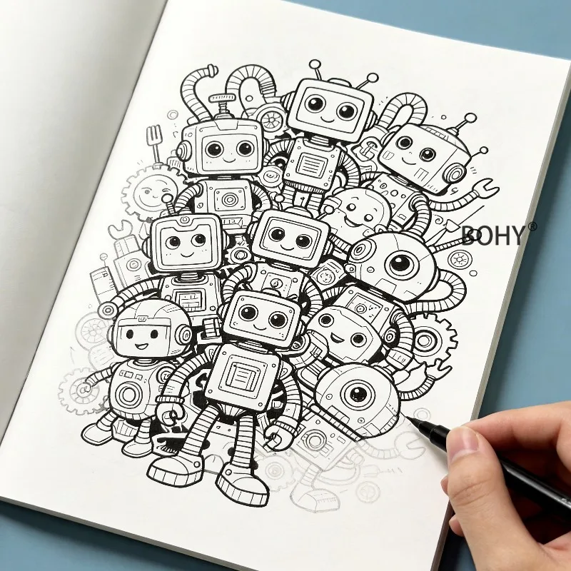 1 Adult Decompression Monster Robot Coloring Copy, 24 Pages It Is A Reference for Leisure Hand Drawing, As Well As Holiday Gifts