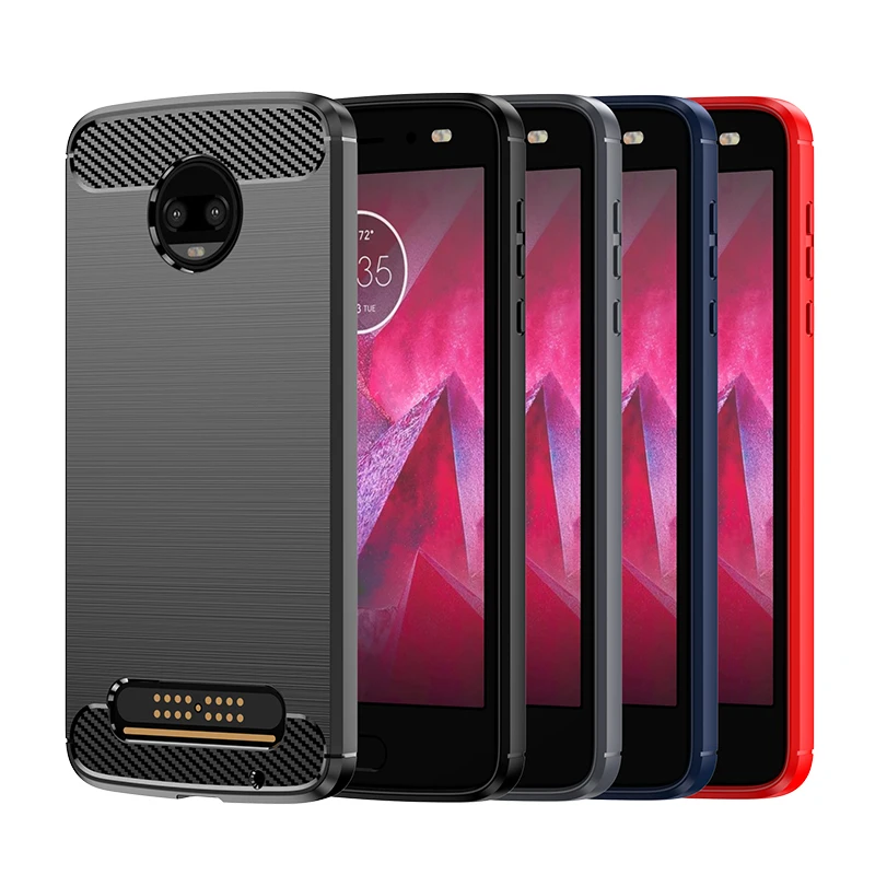 Silicone Case for Moto Z2 Shockproof Carbon Fiber Phone Cover For moto Z 2018 Z2 Force Soft Matte Cases