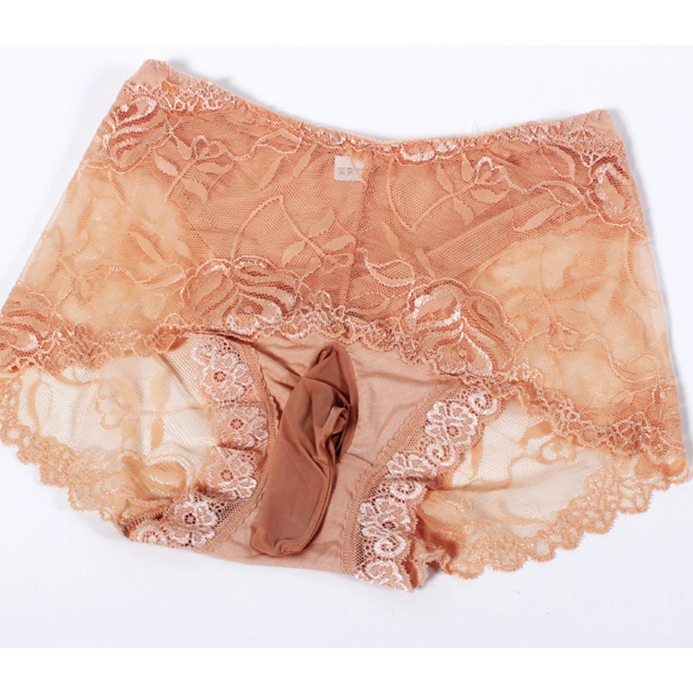 Boxer Briefs Mens Underwear L-XL Lace Breathable Comfortable Gay Knickers Pouch Panties Sexy Sissy Soft Ultra Thin
