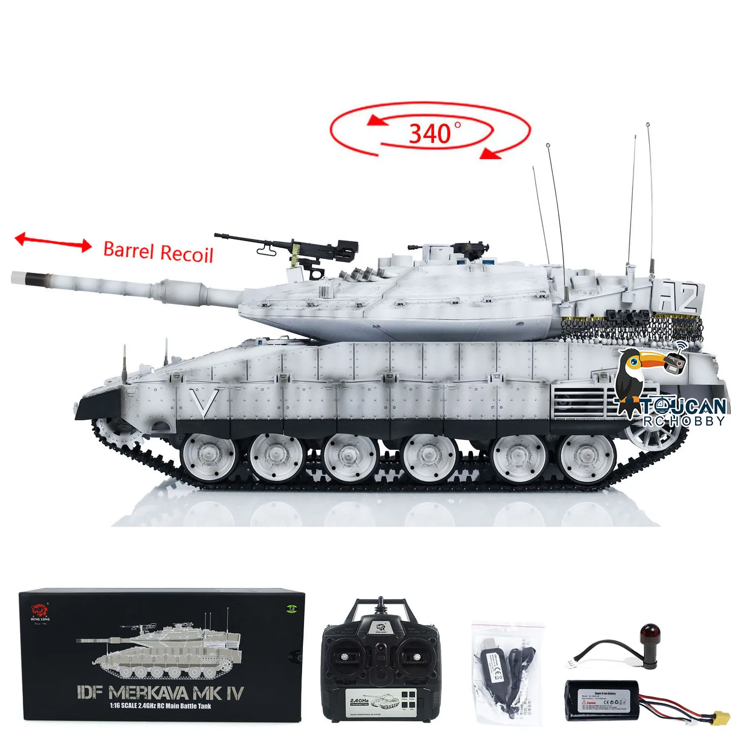 Plastica Heng Lungo RC Carro Armato di Battaglia Principale 1/16 IDF Merkava MK IV 3958 Barile Recoil Telecomando Carro Armati Bianchi Modello RC Giocattolo TH23437