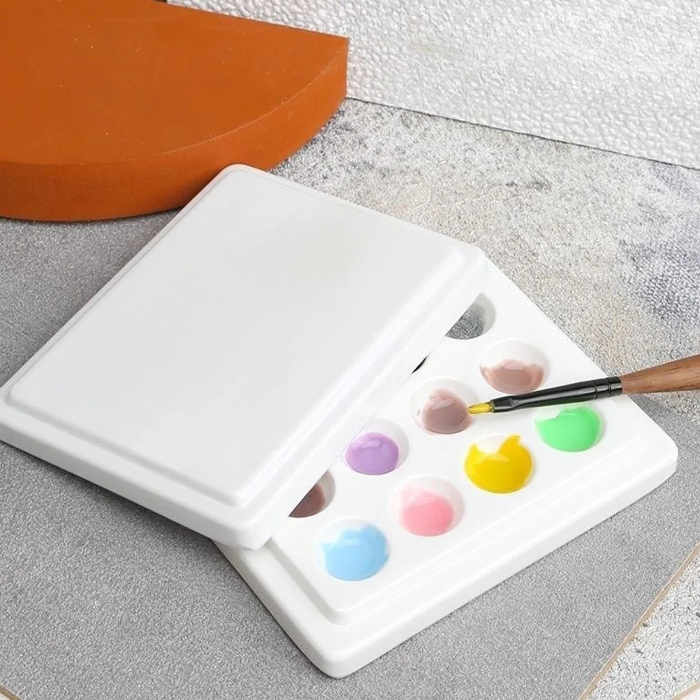 Palette d'aquarelle à 12 compartiments, palette de peinture en plastique léger, petits plateaux de mélange, tasses pour artistes étudiants