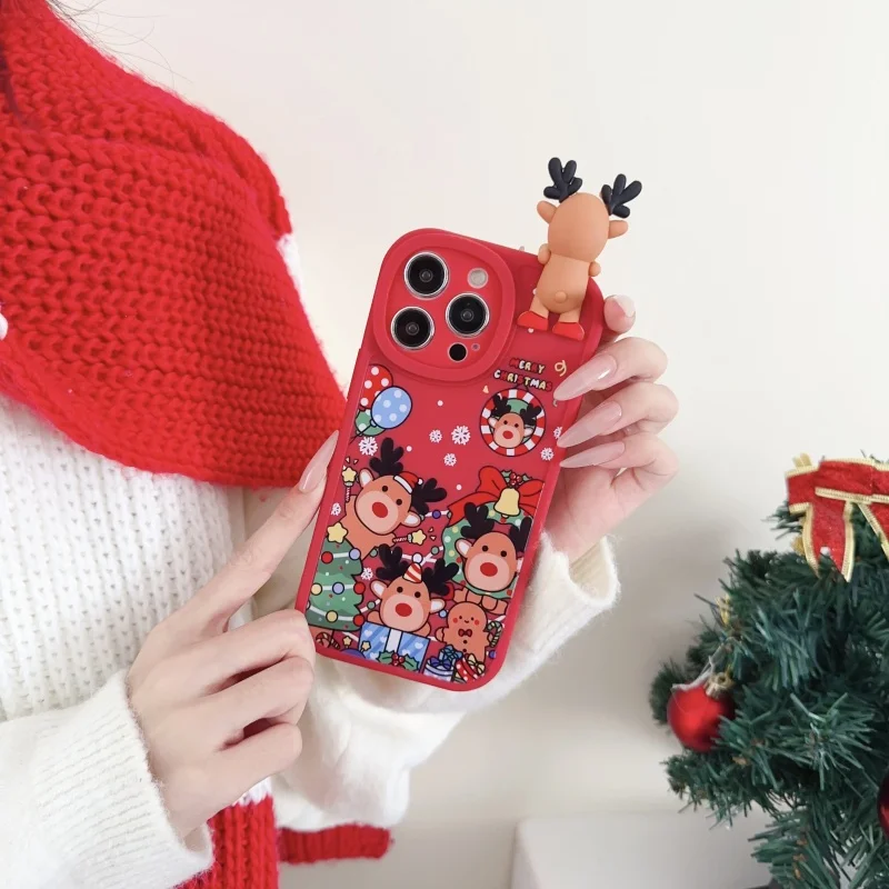 Funda de teléfono de alce de oso Polar, regalo de Navidad para iPhone X, XS, XR, 11, 12, 13, 14, 15, 16 Pro Max Plus, Santa Claus, regalo de Año Nuevo