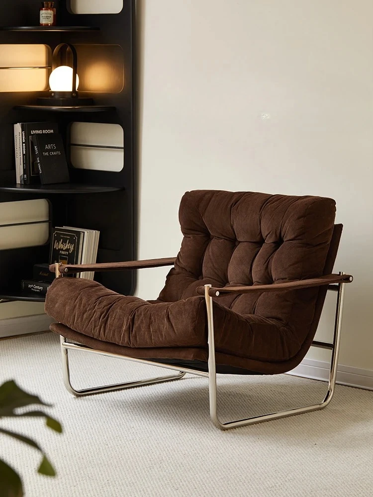 

Скандинавский ретро одноместный диван-кресло, простой стул для маленькой квартиры, дома, гостиной, ленивого костяного стула, кресло для отдыха на балконе