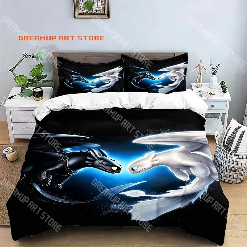 2026 3D Print Train Cartoon Dragon Bedding Set Single Twin Full Queen King Size Bed Set Adult Kid Bedroom Duvetcover Set