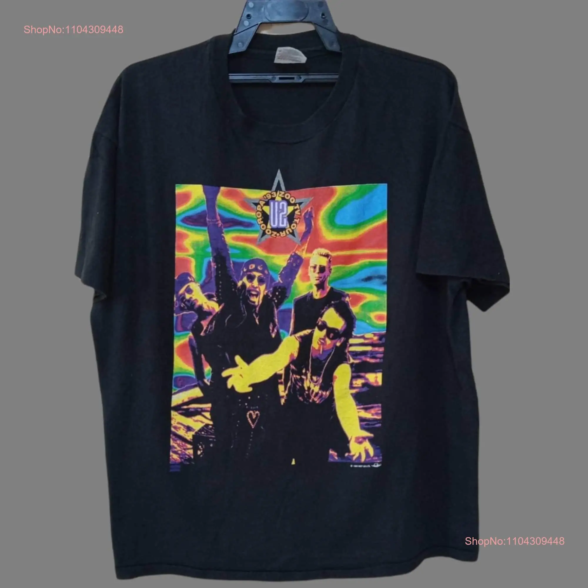 Vintage 90s U2 Irish Rock Band Alternative Indie Zooropa Tour 1993 Black Xlarge T Shirt Music ConcerT Size XL