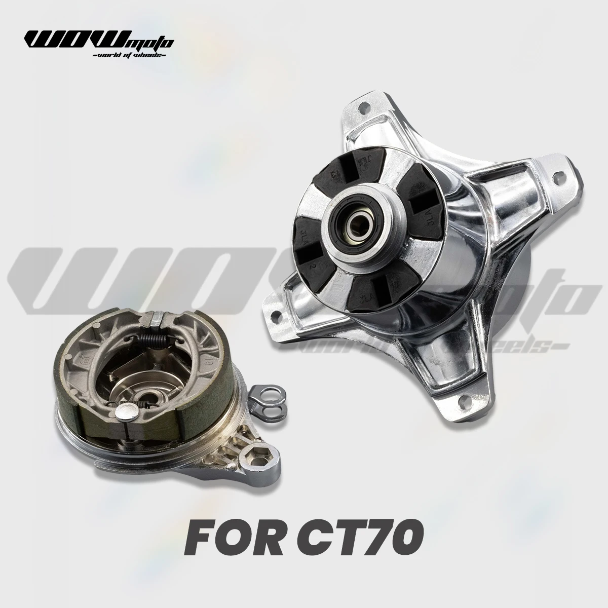 CT70 Rear Hub and Brake Set Chrome Motorcycles Parts Motorcycles Parts