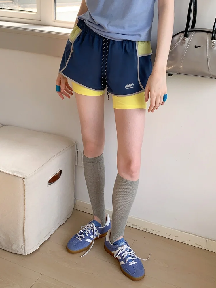 Outdoor American Style Surf Pants Short Shorts Women's Sporty Color Block High Waist Wide Leg Commute Style Polyester 100%