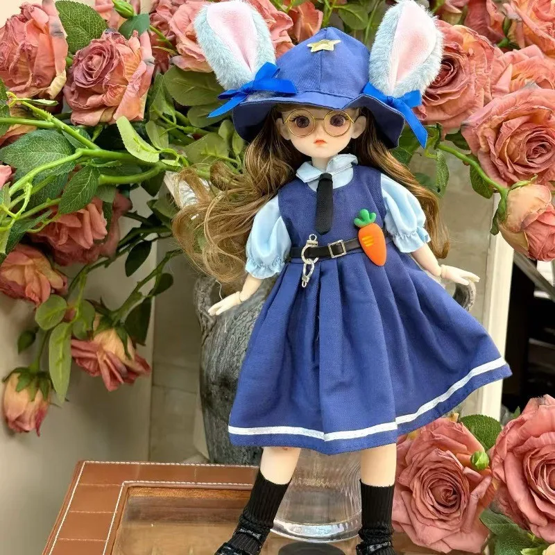 30cm 1/6 Vinyl Chubby Doll Dress-up Lolita Doll's Clothes Cute Set DIY Girl's Birthday Gift Toy（Including Glasses）