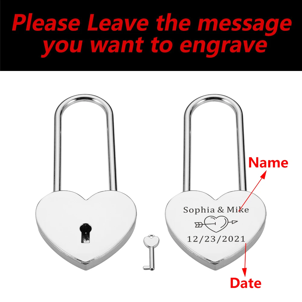 Custom Name Padlock with Key Valentine's Day Anniversary Gift Couple Love Lock for Him Her Boyfriend Personalized Date Padlocks