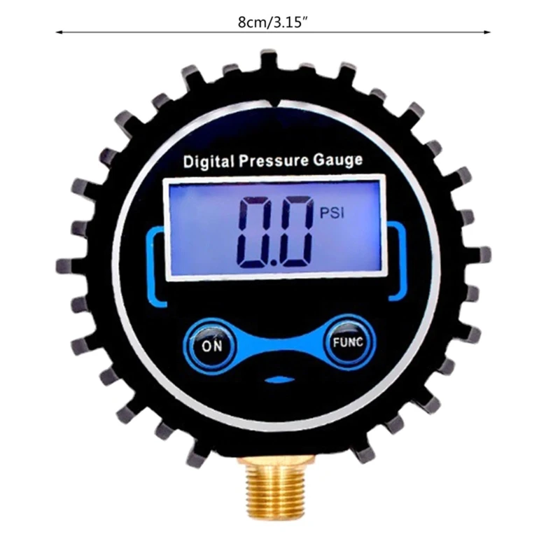 เครื่องวัดความดันสูงแบบดิจิตอล Manometer พร้อมขั้วต่อด้านล่าง G1/G1/2 และตัวป้องกันยาง 0-250psi ความละเอียด 0.1psi Dropship