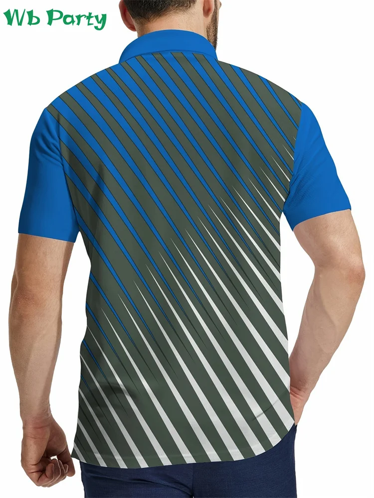 Striped Print Men\'s Shirts Fashion T shirt Men Simple T-shirts for Men Breathable Men\'s Clothing Simple Polo Shirt for Men Tops