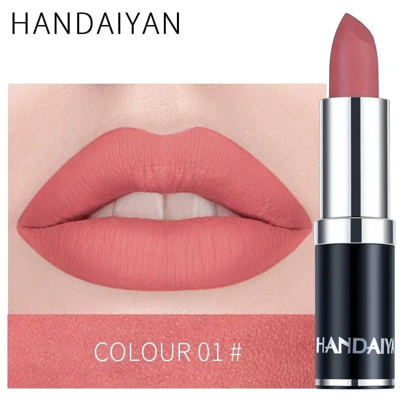 HANDAIYAN 12 colores mate lápiz labial hidratar impermeable terciopelo Sexy brillo de labios Color Popular duradero Venta caliente lápiz labial de moda