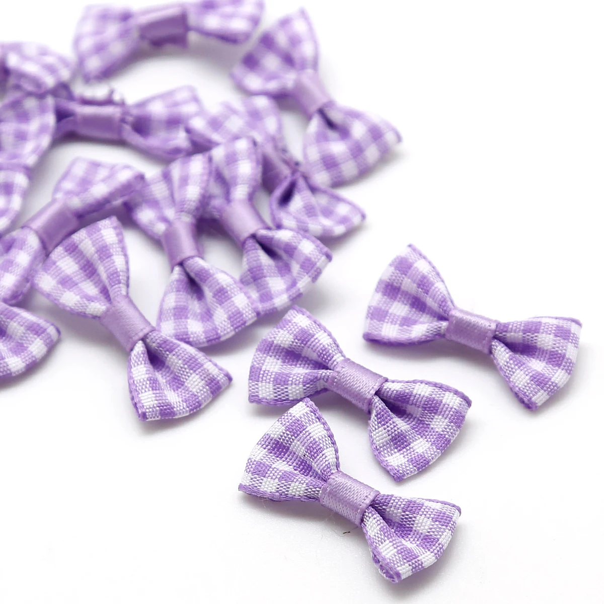 25/50pcs 3x1.5cm Mini Beautiful Colorful Plaid Bow Satin Ribbon Bowknot For DIY Girl Hairpins&Garment Decoration Craft Accessory