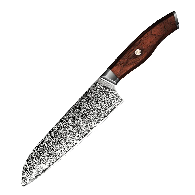 

7,5-дюймовый нож Santoku, 67-слойный дамасский стальной нож VG10, острый нож шеф-повара, японский кухонный нож, ручка из сандалового дерева