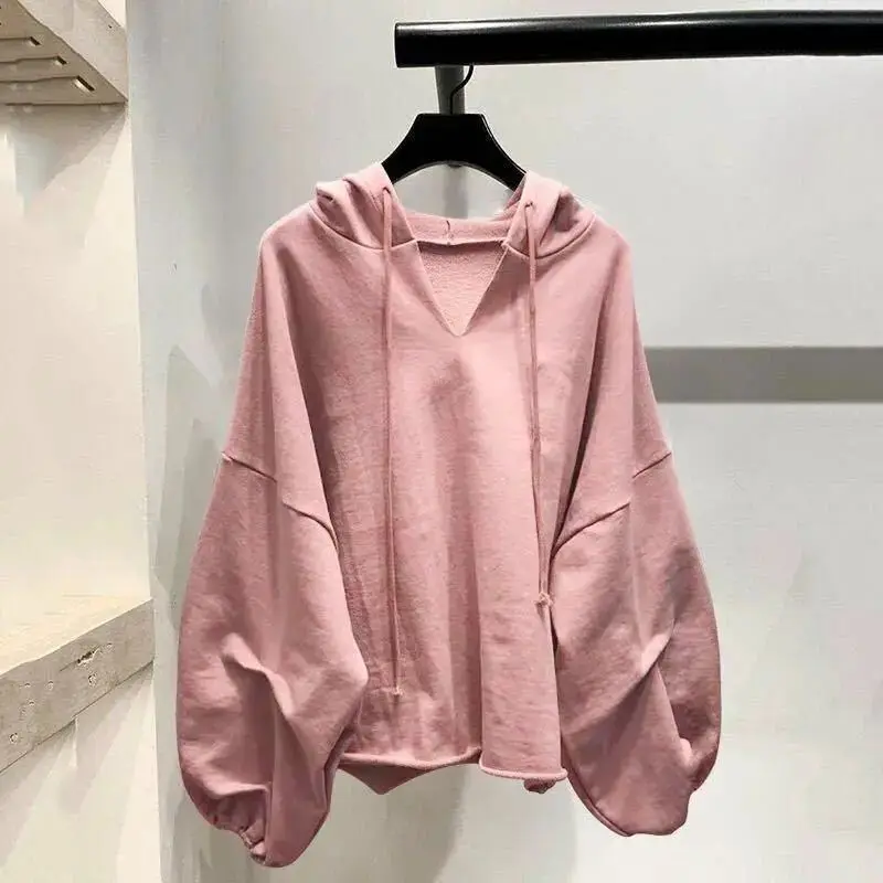 Lantern Sleeve Sweatshirt Women's Korean Style Loose Autumn and Winter New Ins Hooded Top
