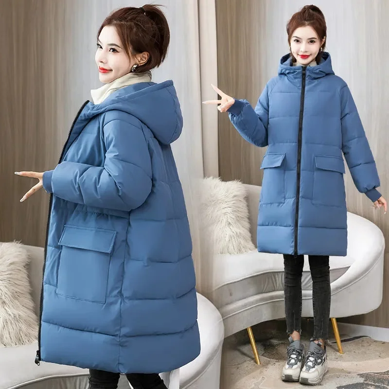 

2023 New Winter Parkas Long Puffer Coat Woman Jackets Warm Hooded Parkas Female Overcoats Jacket Women Cotton Clothing XL-8XL