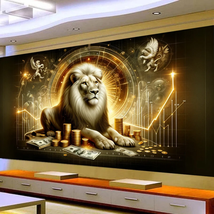 

Fullcang Diy Large Size Diamond Painting New Collection Leo Gold Coin Full Mosaic Embroidery Constellation Picture Wall Decor