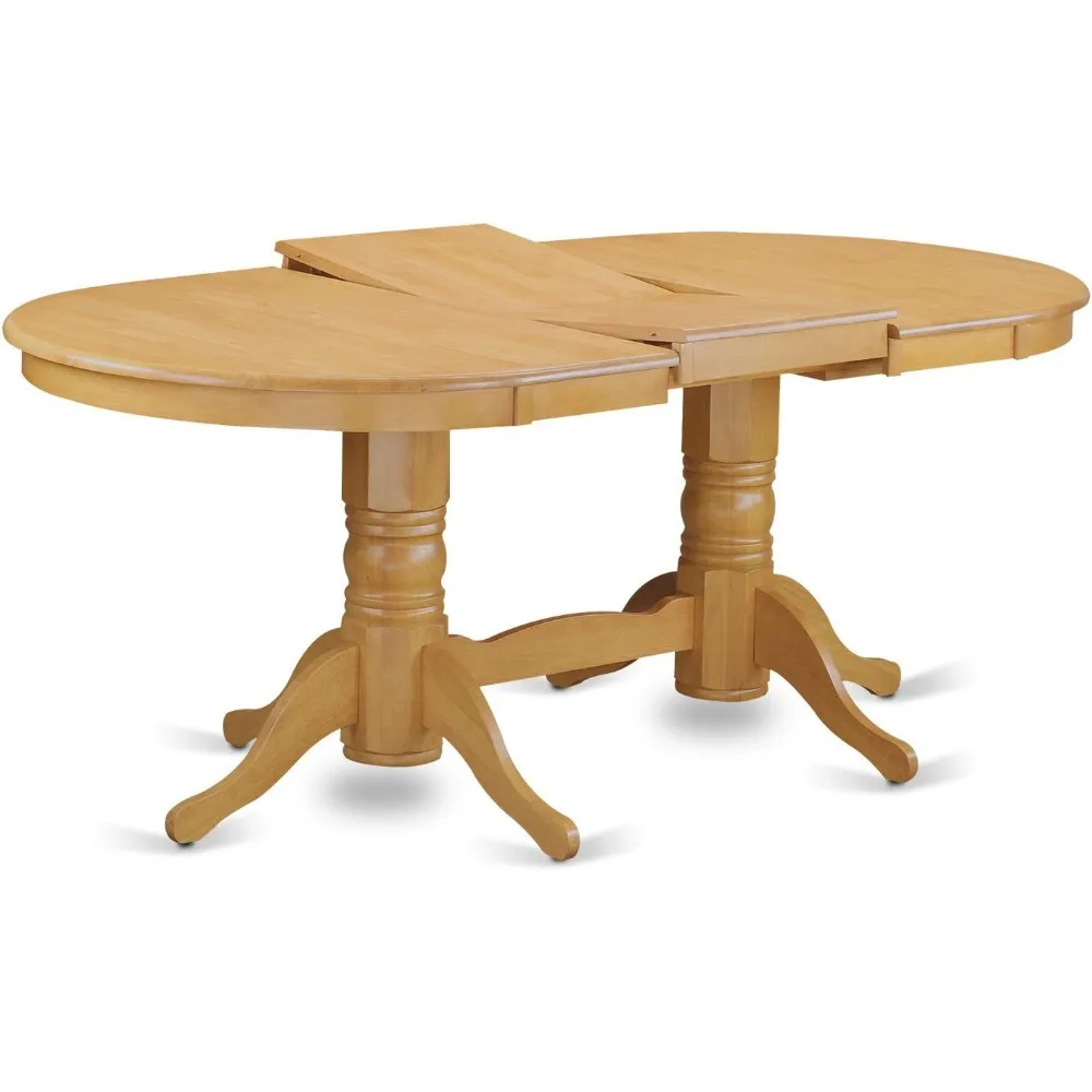 VANC7-OAK-C Set da cucina da 7 pezzi Consist di un tavolo ovale con farfalla e 6 sala da pranzo in tessuto di lino