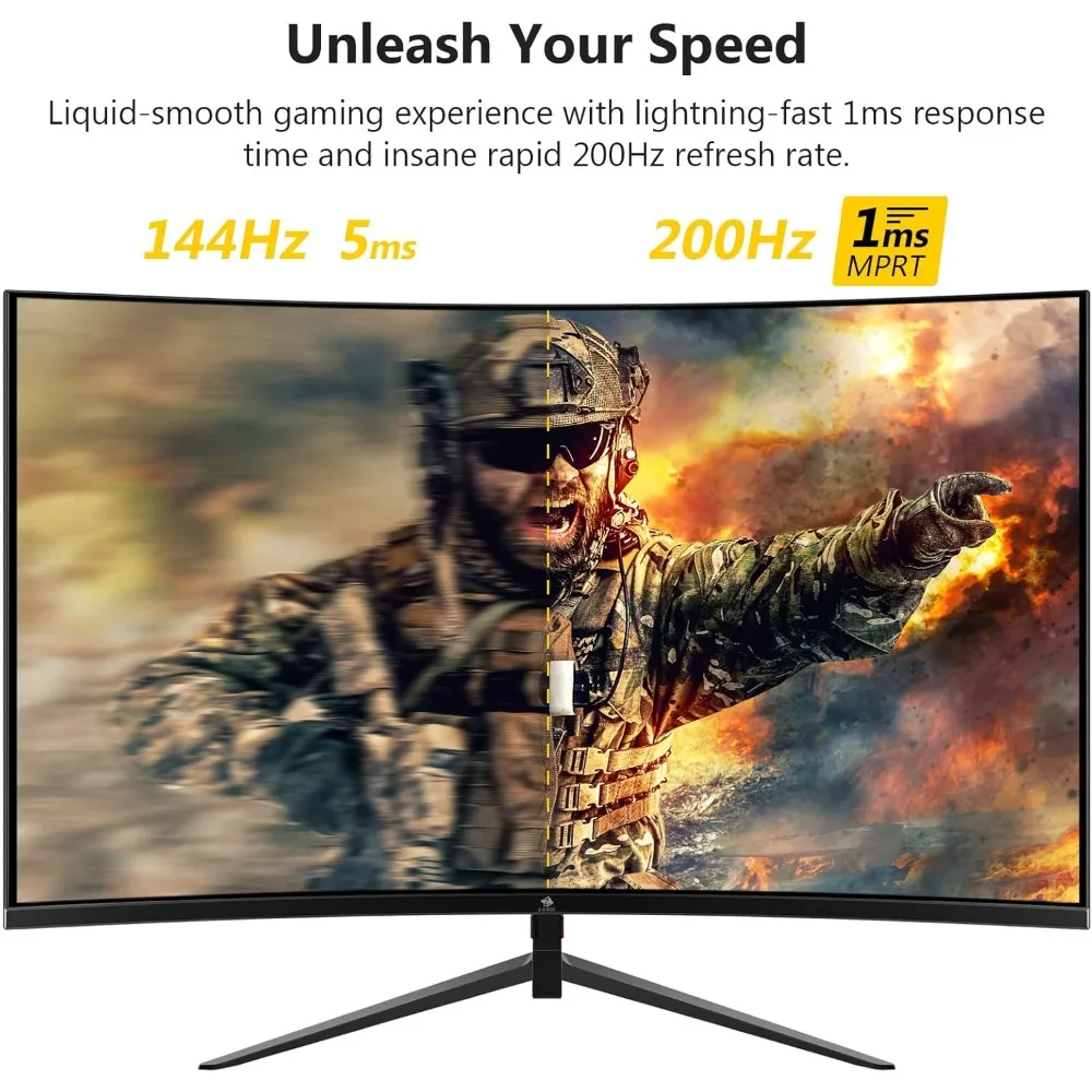 27-inch Curved Gaming Monitor 16:9 1920x1080 200Hz 1ms Frameless LED Gaming Monitor