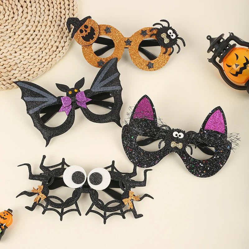 

Halloween Fun Party Atmosphere Glasses Pumpkin Spider Black Cat Creative Mask Little Girl Festival Devil Dress Up Photo Props
