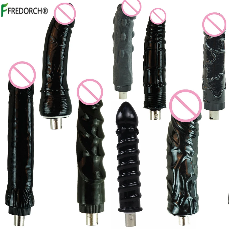 

DTSUDU 8 Types A2 F2 Sex Machine Women Attachments Dildos Attachment For 3XLR Machine Masturbation With Black Big Dildo Male