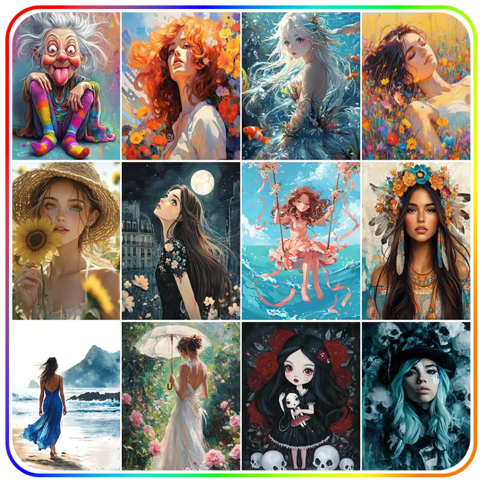 

SDOYUNO Diamond Painting Pictures Women Abstract Diamond Pictures To Make Stitch Cross Stitch Kits Embroidery Needle Arts Craft