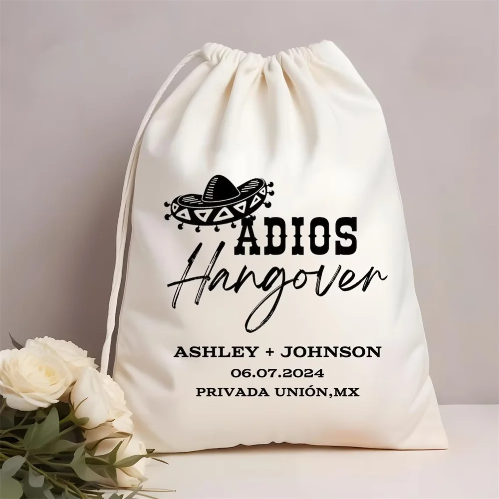 25pcs Custom Adios Hangover Bag - Customized Hangover Kit Bags - Mexico Bachelorette Kit - Destination Party Bags - Bachelorette