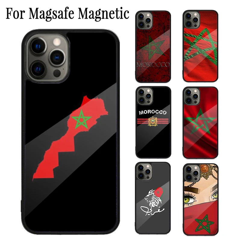 Morocco Flag Moroccan Unique Magnetic Phone Case For iPhone 16 15 14 Plus 13 12 Mini 11 Pro Max Magsafe Wireless Charging Cover