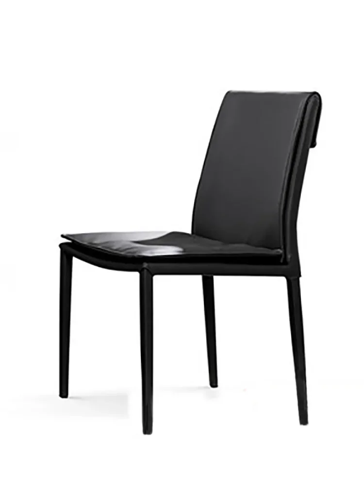 

Italian light luxury, Nordic black dining chairs, home chairs, designer chairs, café wabi-sabi style, minimalist leather chairs