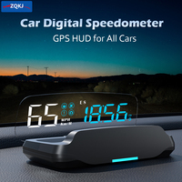 ZQKJ C7 Car Digital Speedomter GPS HUD Projector Auto Smart Head Up Display Over Speed Alarm Clock Compass Odometer KMH MPH