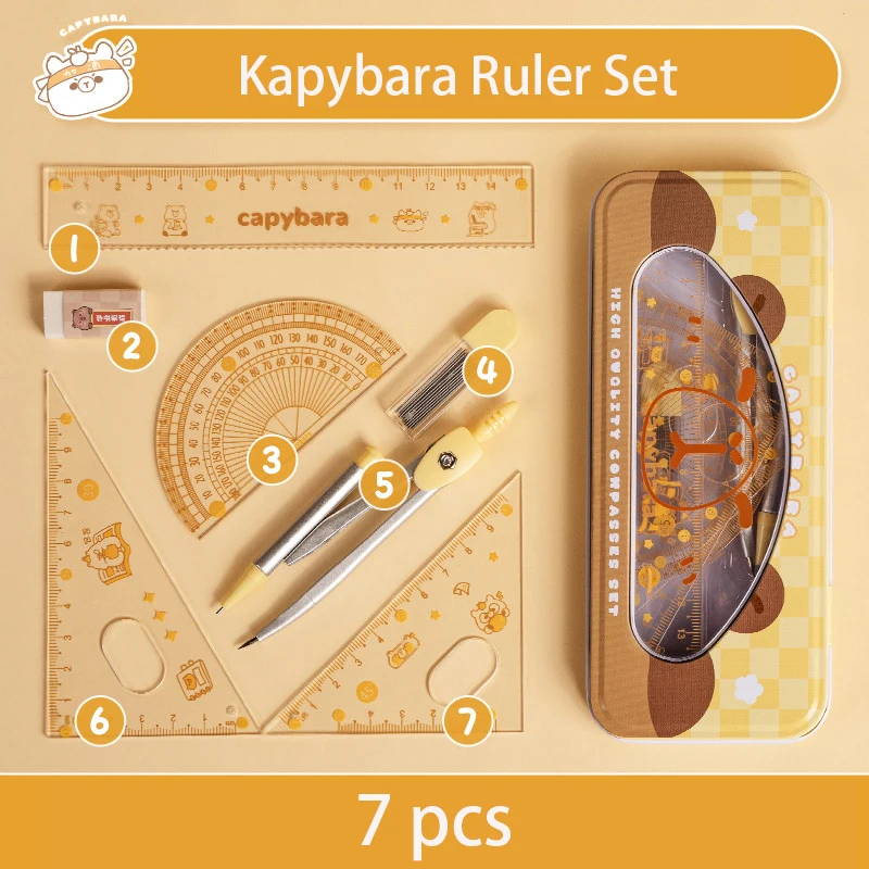 Student Circular Gauge 7 Piece Set Stationery Geometric Drawing Tools Study Stationery Supplies