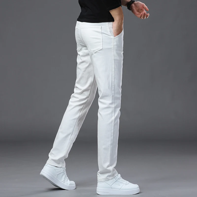 Men Trendy Brand Straight Thick Jeans Classic Solid Color Durable Denim Trousers Autumn Versatile Daily Commute Streetwear Pants