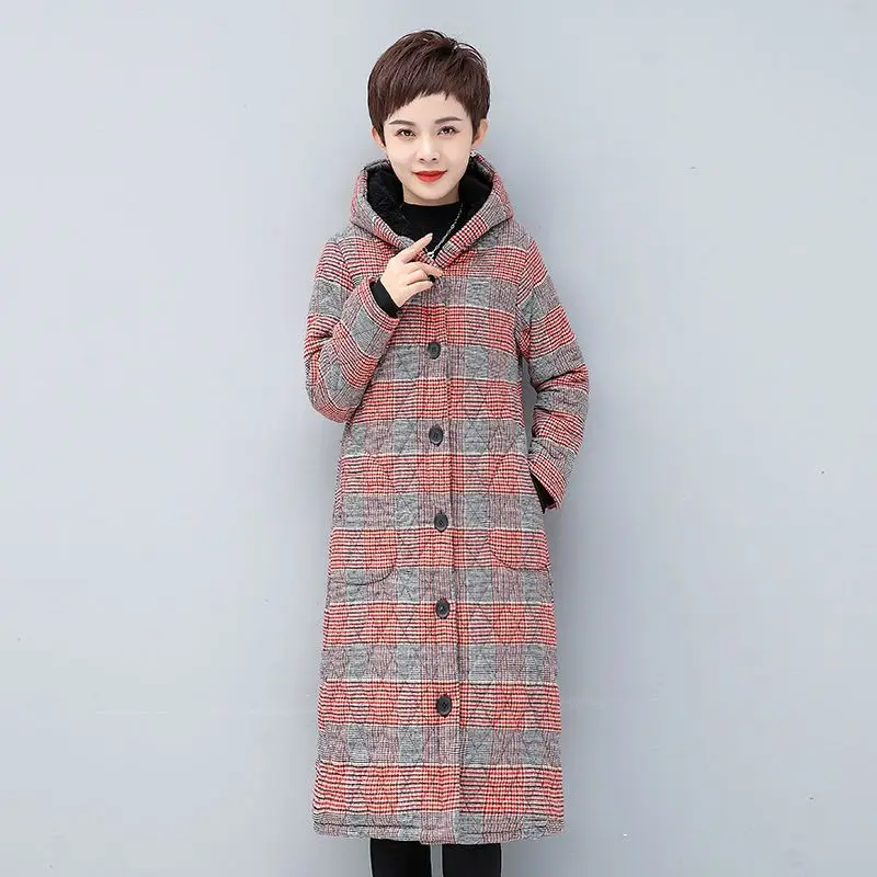 

Long Korean Version Mink Fur Coat Thick Cotton Coat Hooded Jacket New Loose Faux Mink Fur Coat Women's Warmth Office Coats TS690