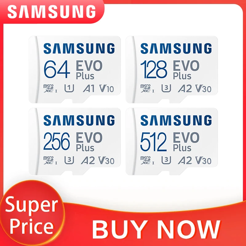 SAMSUNG EVO PLUS Memory Card 512GB 256GB High Speed 100 MB/S Micro SD Class 10 U3 TF Cards UHS-I 128GB 64GB Micro SD Card