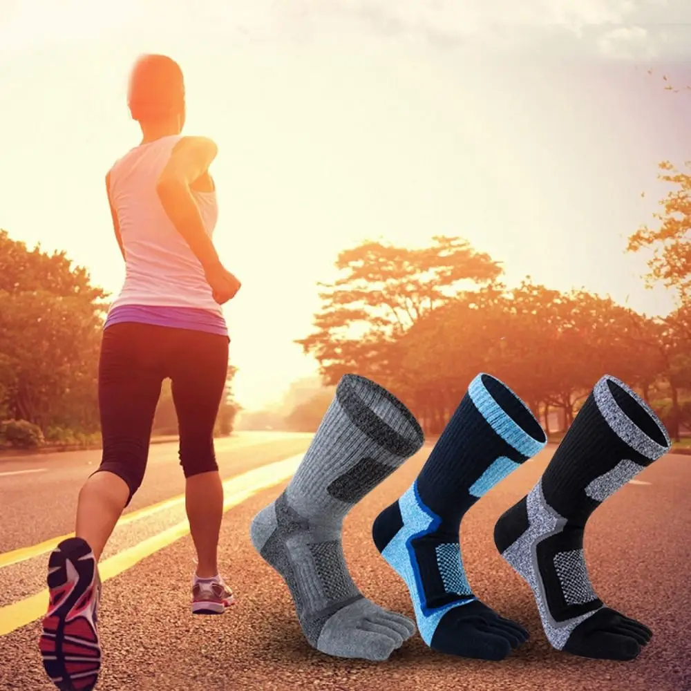 Breathable Soft Thick Trendy Retro Split-toed Socks Patchwork Color Cotton Man Socks Five Finger Socks Middle Tube Hosiery