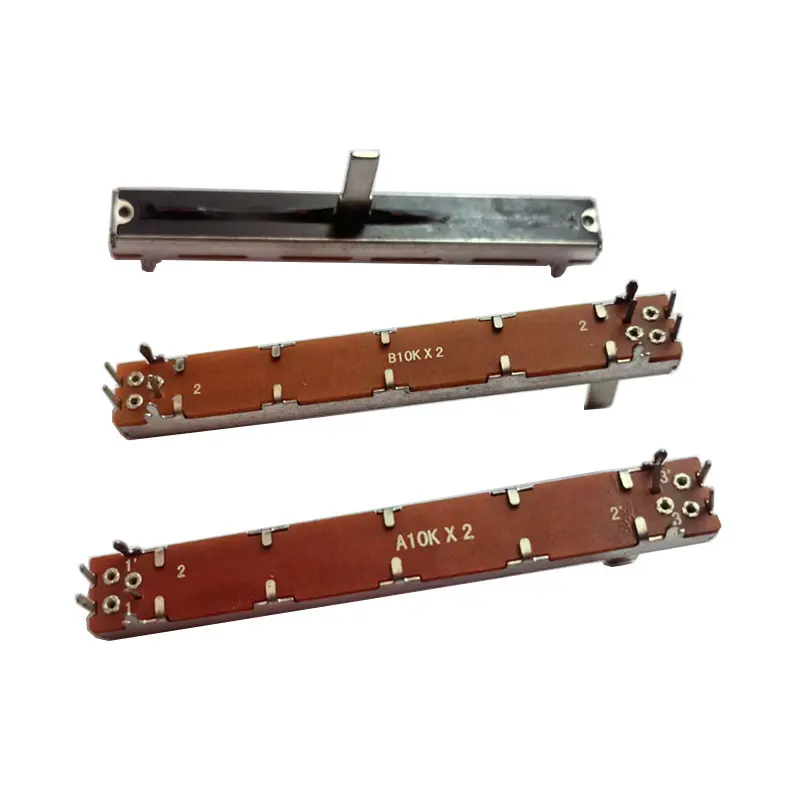 1pcs 75mm Double Straight Slide Potentiometer A10KX2 B10KX2 Dual Channel Fader Handle 15mm Long A10K B10K 7.5cm Stroke 60MM