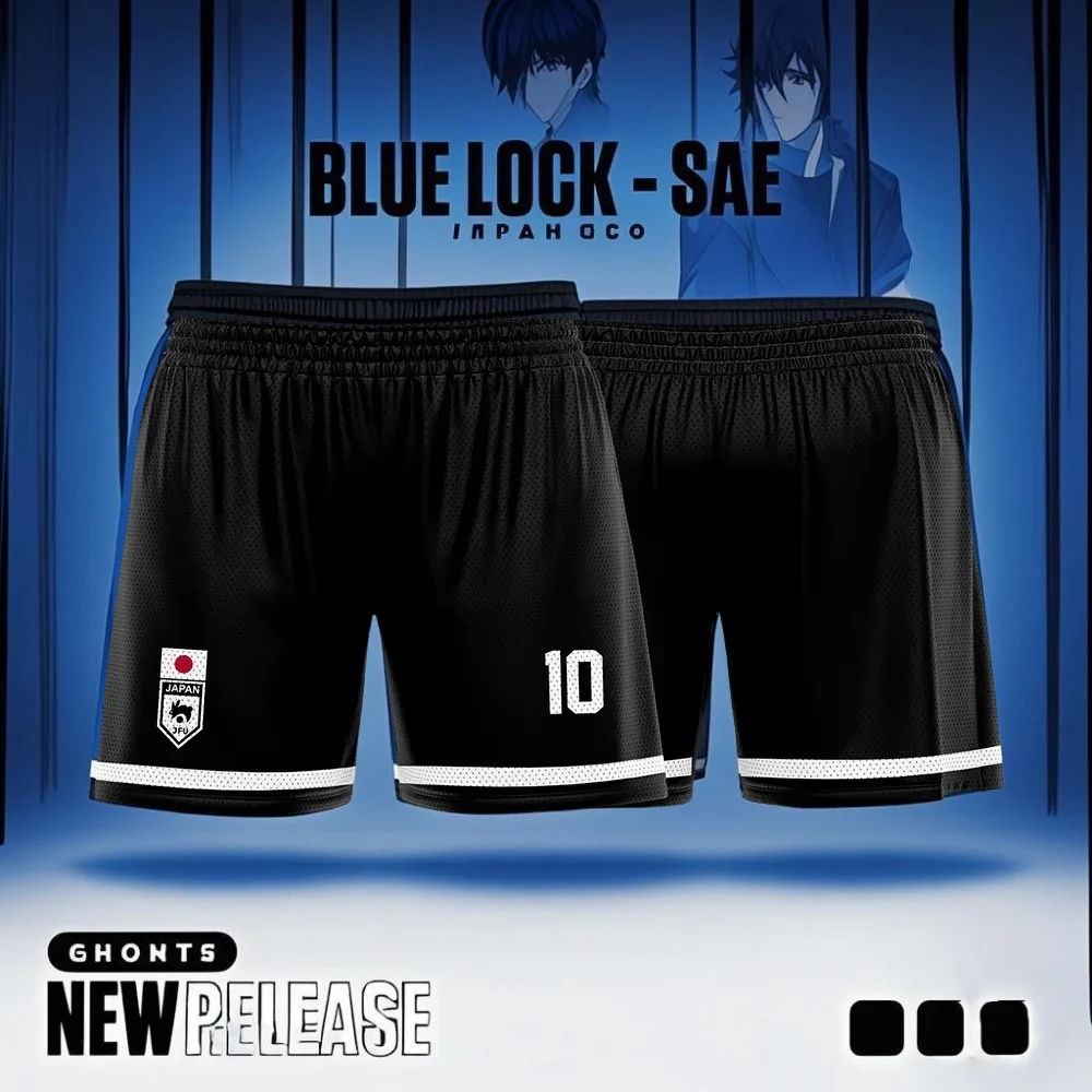 

2025 Blue Prison Theme Japanese Football Anime Men and Women Black Shorts Motorcycle Quick Drying Sports Children's Shorts