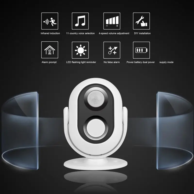 Motion Door Chime ingresso benvenuto lettore Audio con sensore di rotazione a 360 gradi rilevatore di allarme lettore Audio ingresso benvenuto